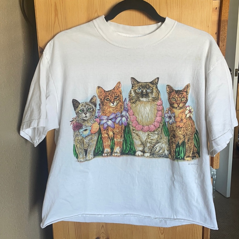 Vintage Hula Cats and Kittens Cropped Tee